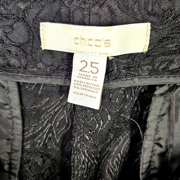 Chicos Black Brocade Capri Dress Pants Front Zip High Rise Womens Plus Sz 18/20 - Picture 8 of 8